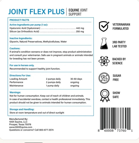 Product Facts panel: 442 mg hyaluronic acid and 250 mg silicon per one ounce pump, directions and warnings